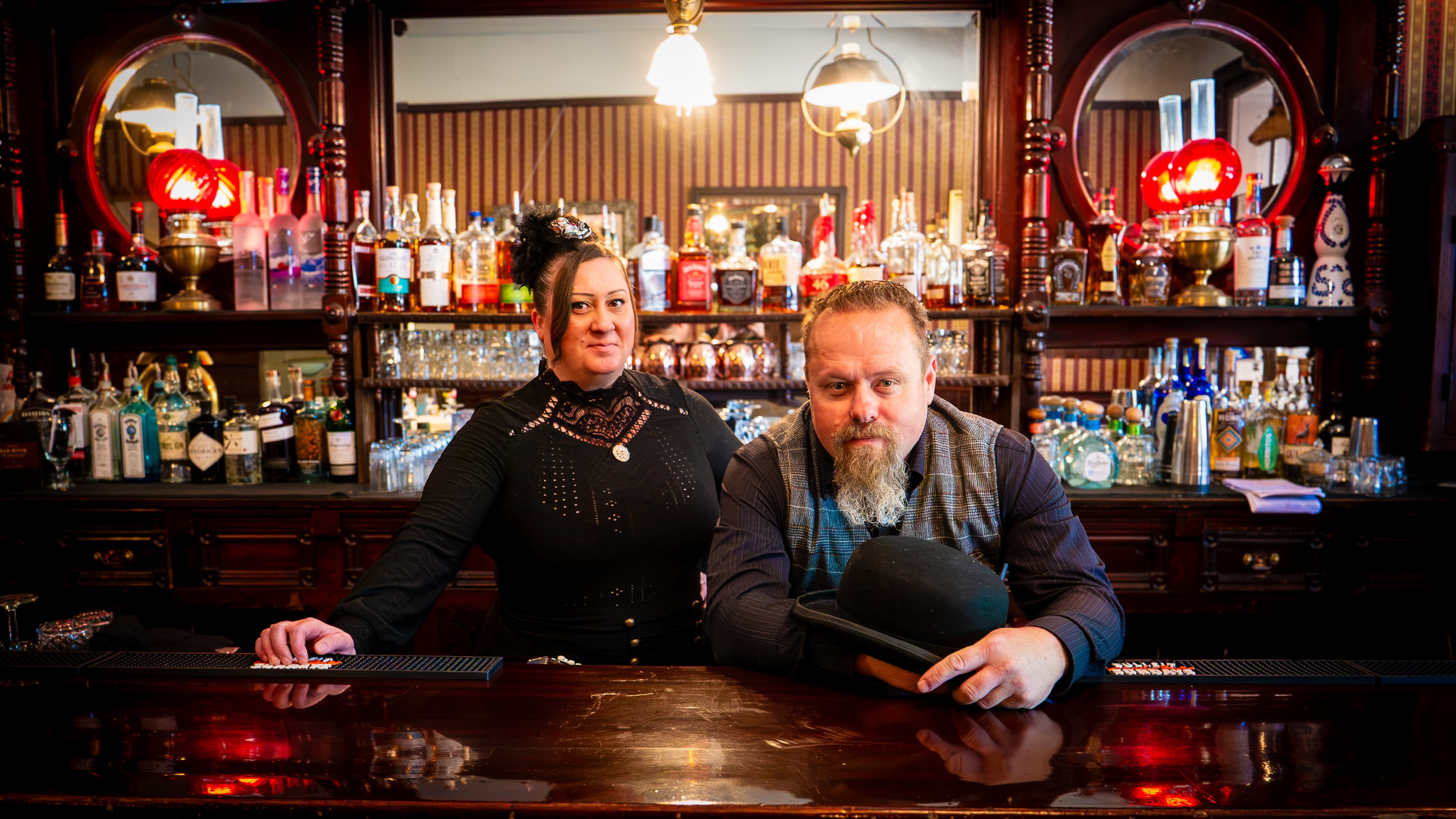 Historic Gold Rush saloon mahogany bar